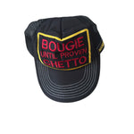Bougie Until Proven Ghetto Black Trucker Hat – Red & Gold Embroidered Snapback