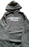 Our culture is contagious  Big Print on Chest Organic Cotton Hooded Sweatshirts